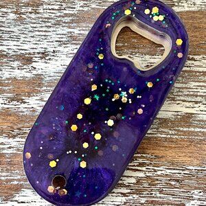 Cosmic Purple Resin Bottle Opener with Fridge Magnet Bar Accessories Beer Bottle